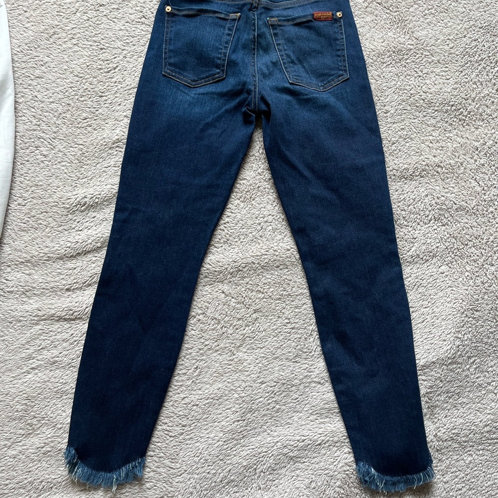 7 For All Mankind Ankle Skinny with Distressed Hem Jeans- Size 24- EUC